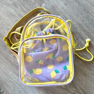 NWOT Mini Clear Backpack with Lemon Drawstring Pouch